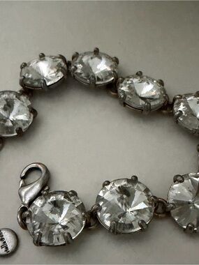 Stella and Dot Silver Bracelet w/ Faceted Clear Stones